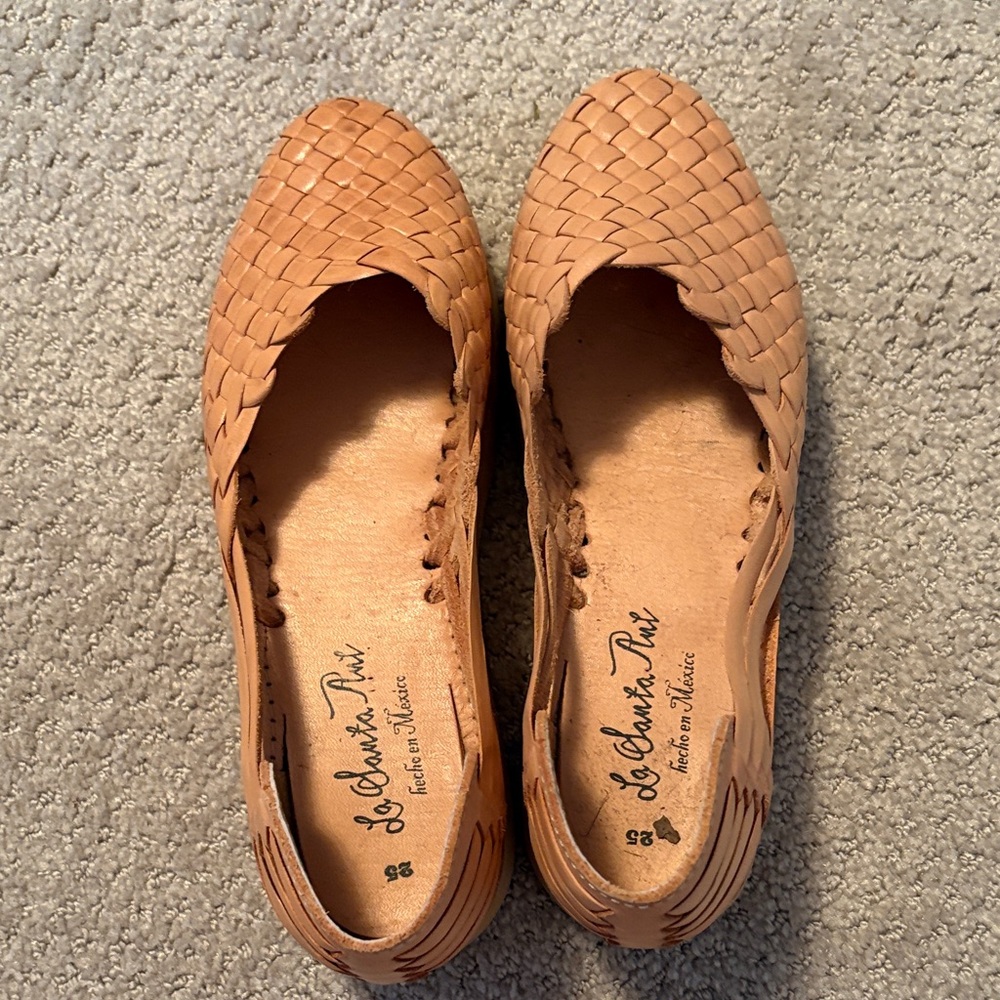 Women's Tan Woven Slip Ons